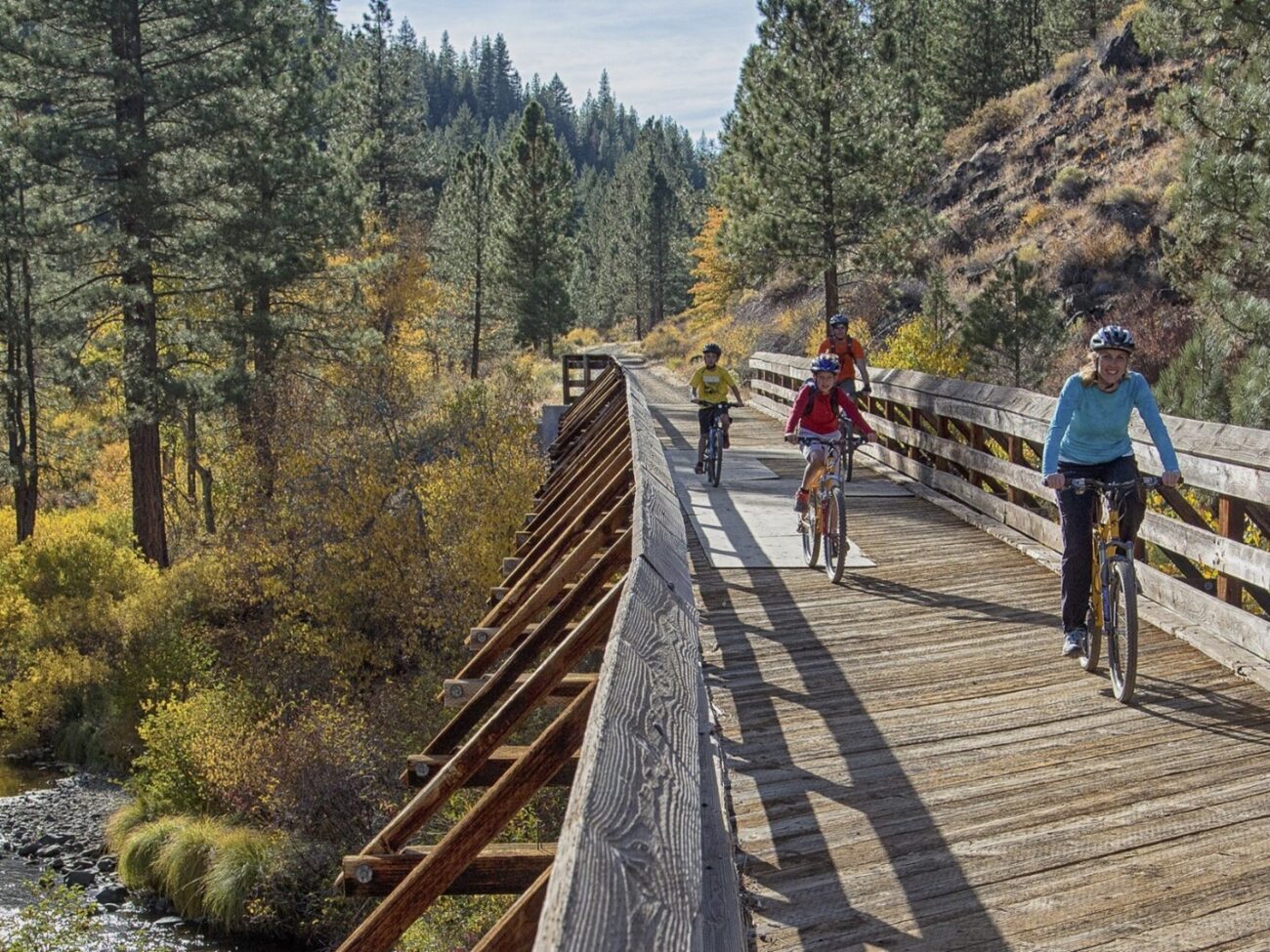 A bridge trail with bicyclists